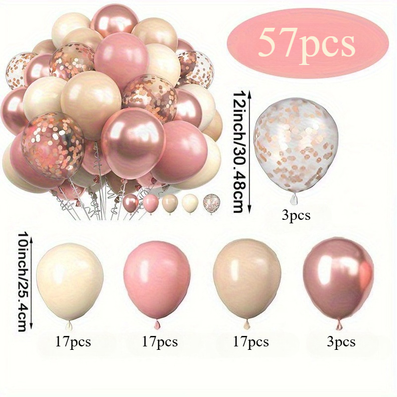 57pcs Blush Pink Balloons, Dusty Pink Rose Metallic Confetti Rose Golden Cream Nude Balloon For Shower Girls Bridal Showerboho Birthday Party Wedding Decorations Supplies, For Halloween, Christmas