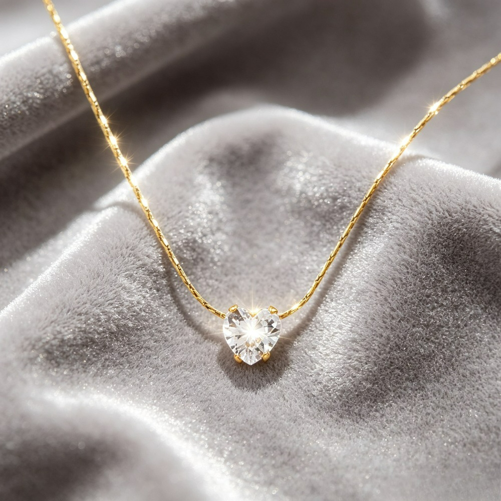 18K Gold-Plated Heart-Shaped Pendant Necklace
