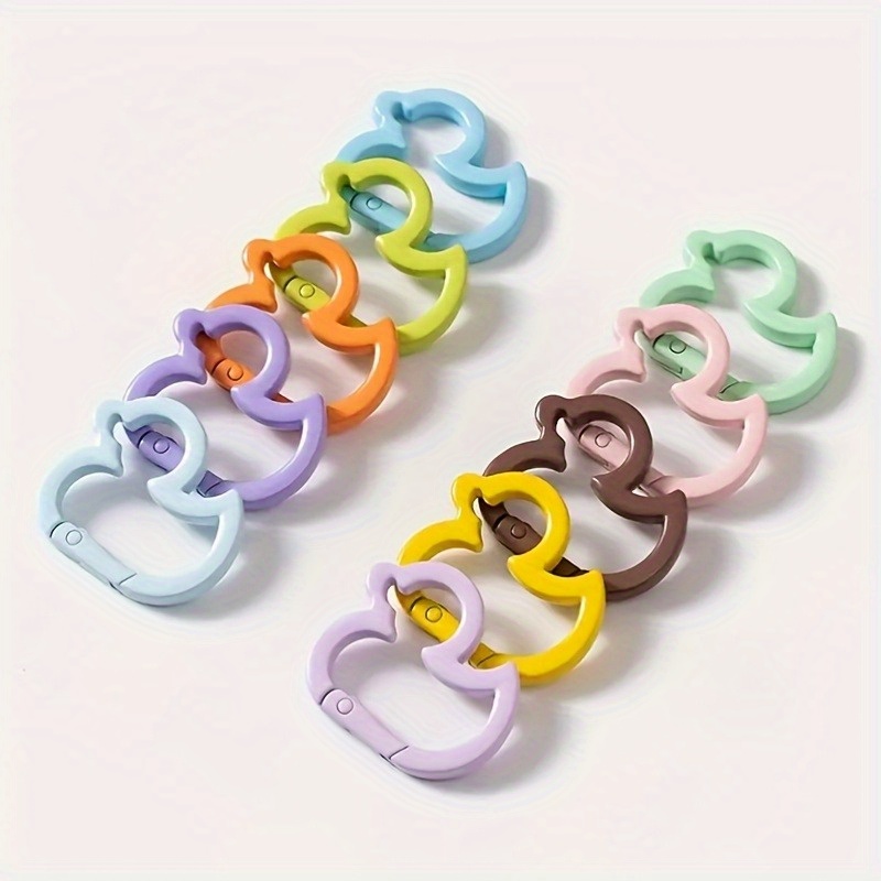 

5-pack Duck-shaped Alloy Spring Clips, Multifunctional Metal Snap Buckles For Diy Crafts And Accessories, No Charging Required - Assorted Colors