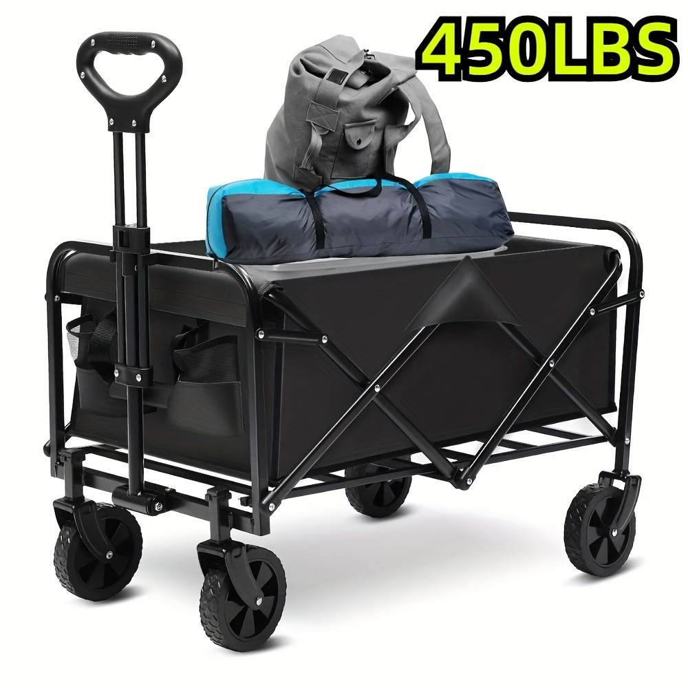 

Foldable Wagon, 330/450lb Heavy Duty Foldable Utility Garden Wagon With Beach Wheels, , Portable Camper For Shopping, Sports, Picnicking, Fishing