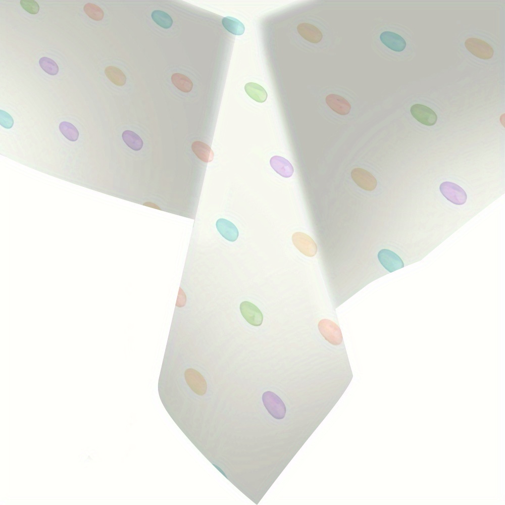 TEMU 1pc Colorful Polka Dot Tablecloth - Durable Polyester Tablecloth, Rectangular Shape, Pattern Includes Pink, Green, Blue, Pink, Purple, And