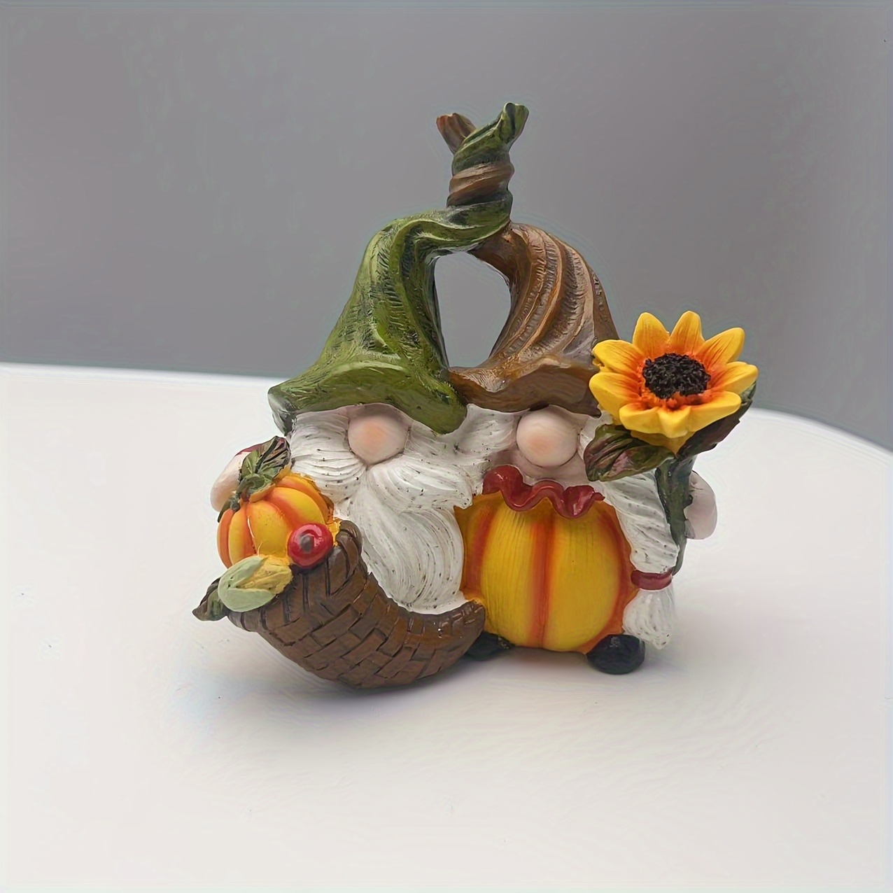 TEMU Vintage Resin Pumpkin Gnome Figurine - Decor With Sunflower & Woven Basket, Rustic Halloween Thanksgiving Home Decoration, No Power Needed,