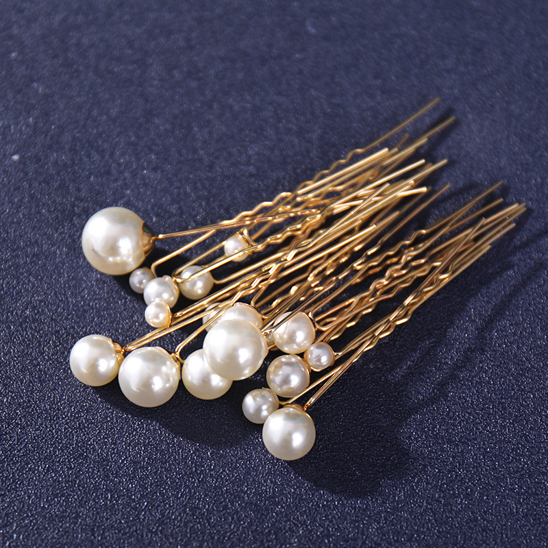 Random Size Pearl Fork Bridal Headpiece with U-Clip