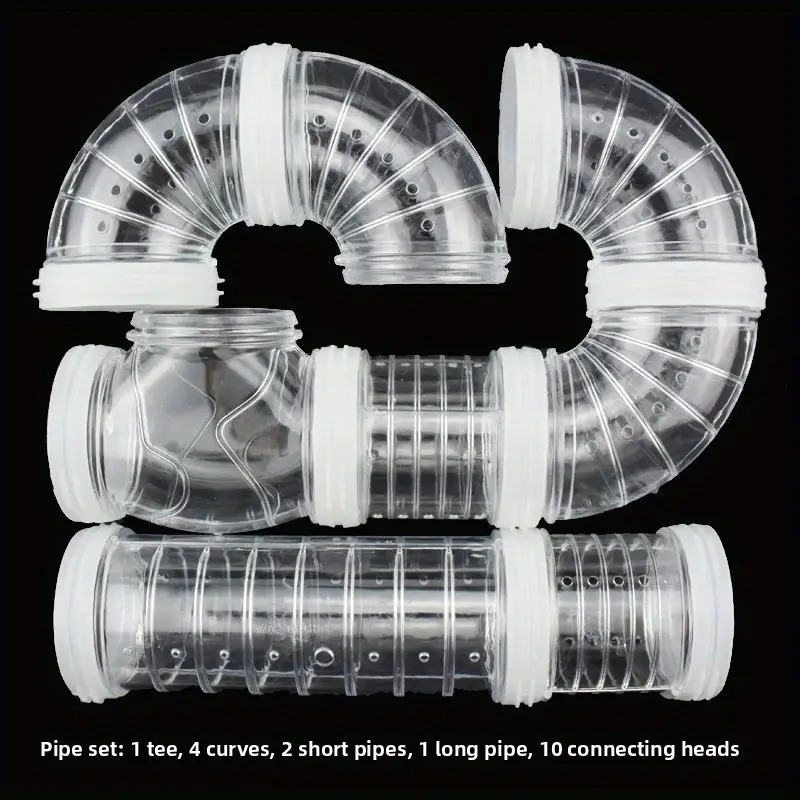 E-shop 18-tlg. Hamster-Tunnelsystem – Verbindbare Röhren mit Sicherheits-Verschlussringen, durchsichtige PVC-Wasserrohre, geeignet für Hamsterkäfige,