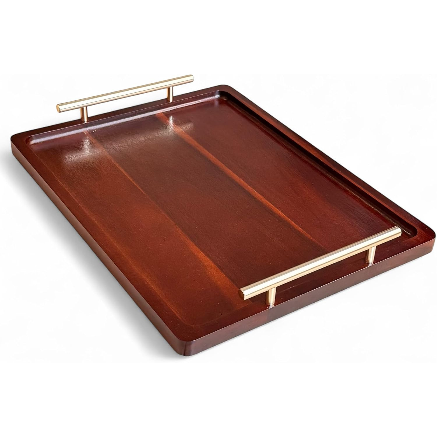 TEMU A Bamboo Serving Tray Featuring Handles, Ideal For Serving Breakfast, Snacks, Or Coffee Room, Kitchen, Or Bedroom, And Serves As A Decorative