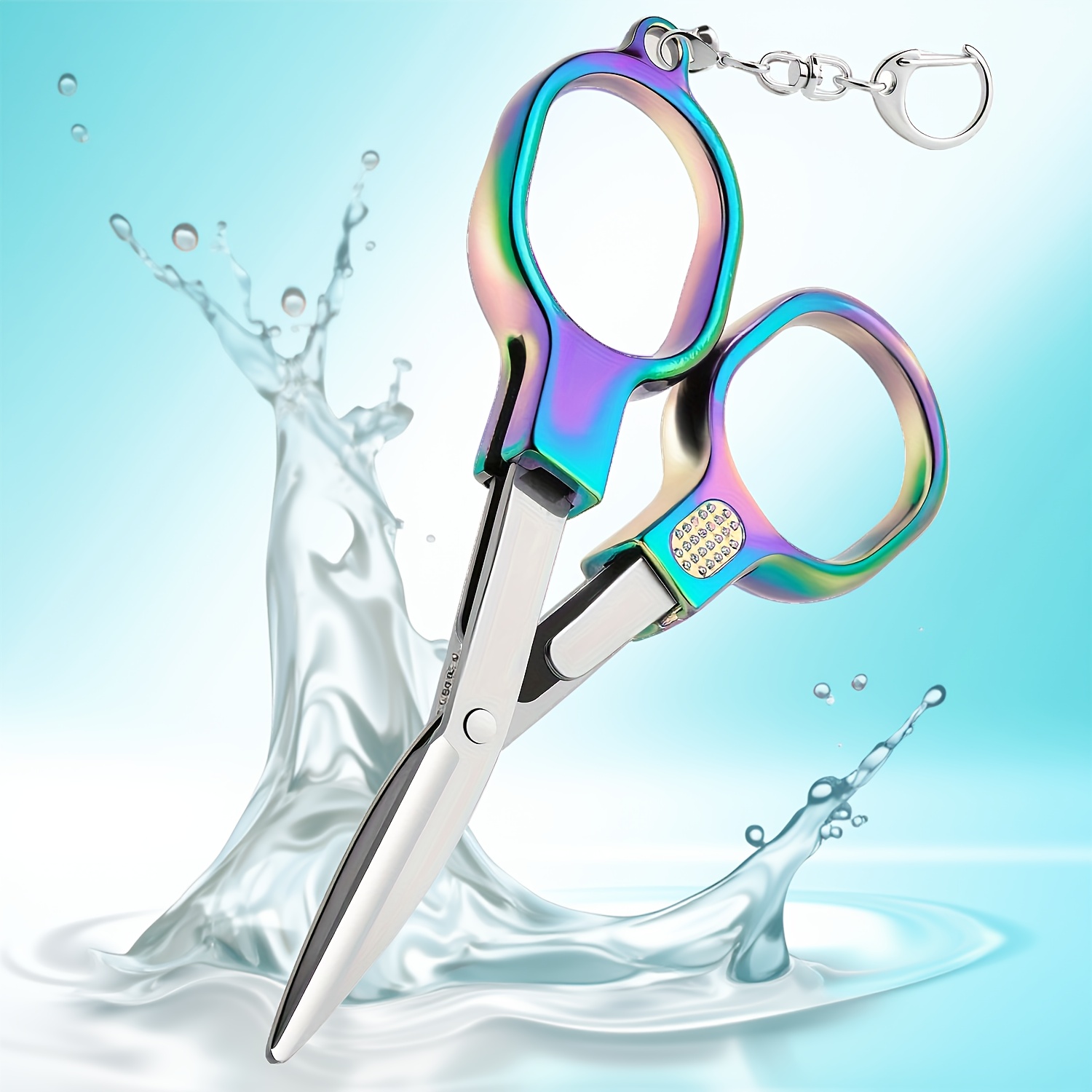 1/2 Set Folding Stainless Steel Portable Mini Travel Scissors, Safety Foldable Pocket Badge Small Scissors All Purpose With 1/2 Keychain For Travel, Home, Office, Craft, Sewing