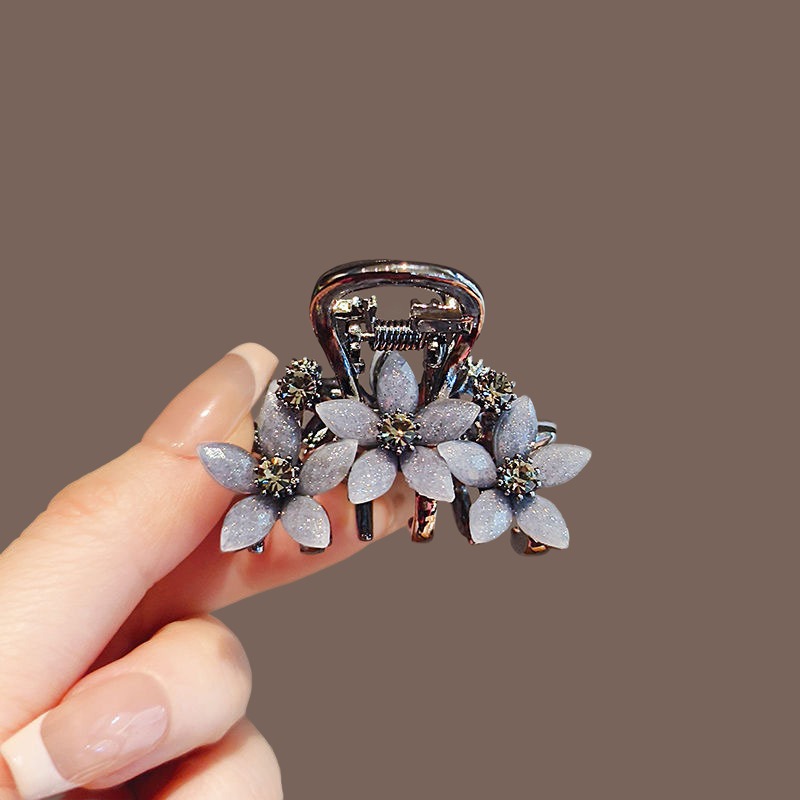 TEMU Pince à Cheveux Élégante à Fleur en Strass pour Femme, Petite Pince Griffante Élégante au Tempérament , Pince Requin pour Coiffures Mi-Montées,