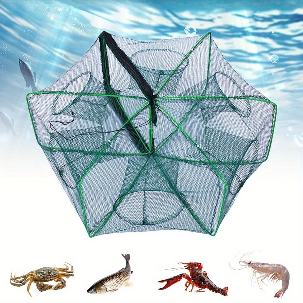 Netty Pot Plastic Fishing Net Trap Portable Folded Foldable Crab Net ...