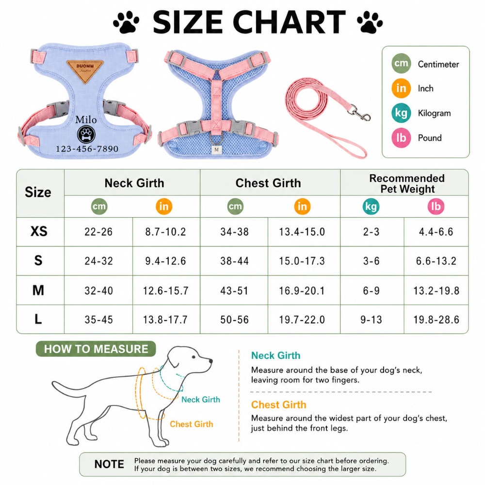 Pet Anti-Pull Harness with Personalized Name and Phone Number