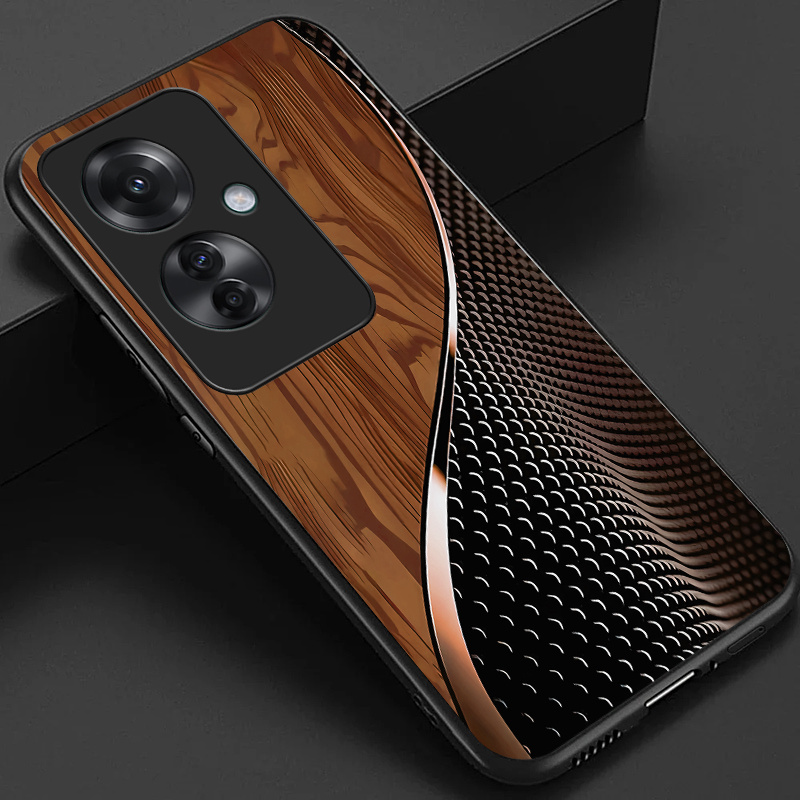 TEMU para teléfono: para OPPO Reno11 F F25 Pro, Marrón con de Granos y , Cubierta Trasera de Vidrio , Regalo de Negocios