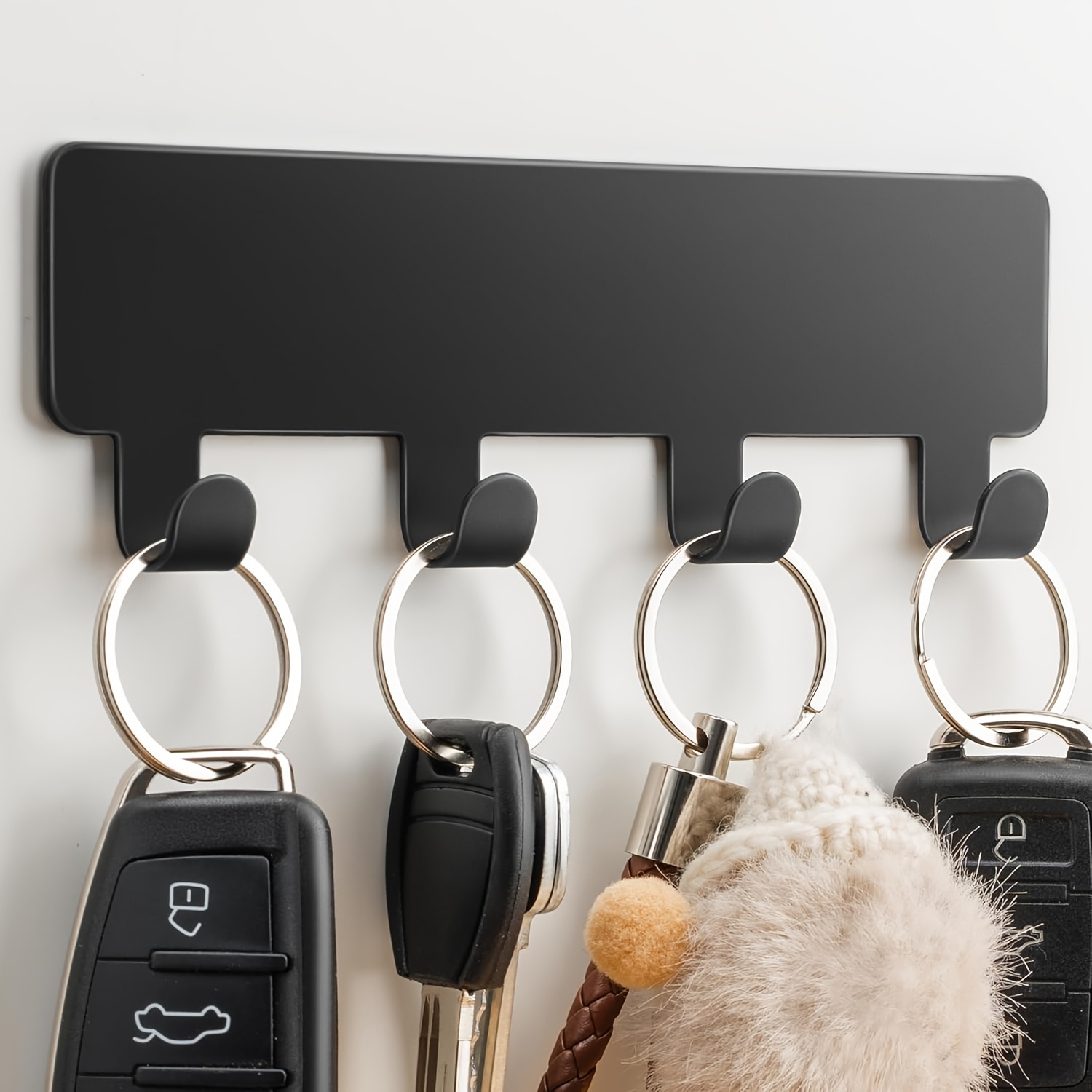 E-shop Schwarze selbstklebende Schlüsselhalter | Moderner Schlüssel-Organizer zur Wandmontage aus Metall, einfache Installation ohne Bohren für