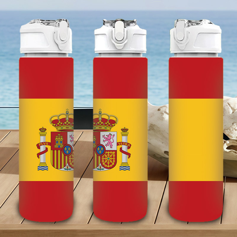 TEMU 1 , Botella de de plástico de 750 ml/26 oz con diseño de y amarilla española, color mezclado, estampado lindo, a prueba de fugas, y de gran