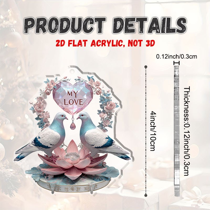 2D Flat Acrylic Decorative Pendant with Pigeons