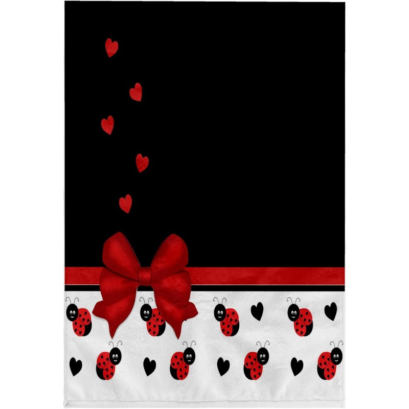 

1pc Set, 3d Rose Cute Black Ladybug Floating Love Towel 18x26inches