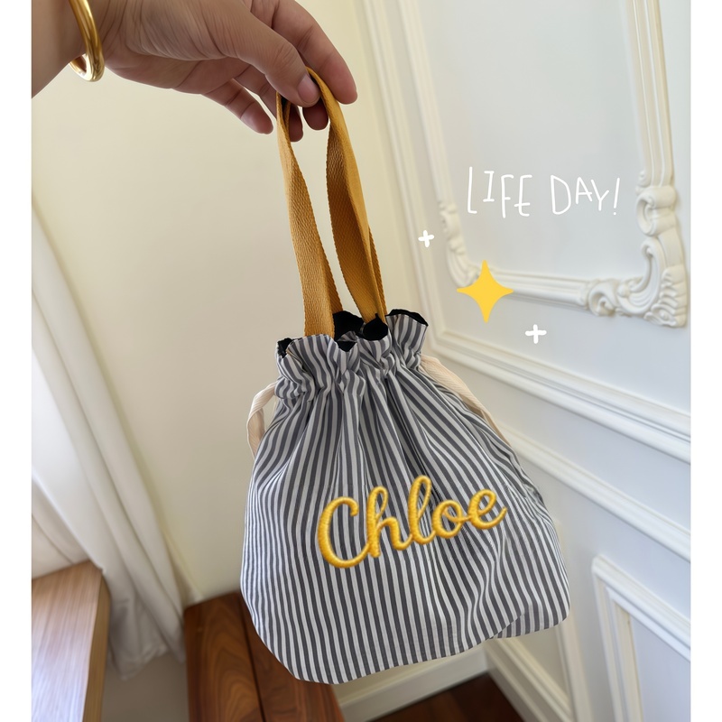 TEMU Bolso Tote con Cordón Personalizado con /Texto - Bolso de Regalo Duradero Personalizable con Cierre de Cordón, Correa de Muñeca y Anillo para