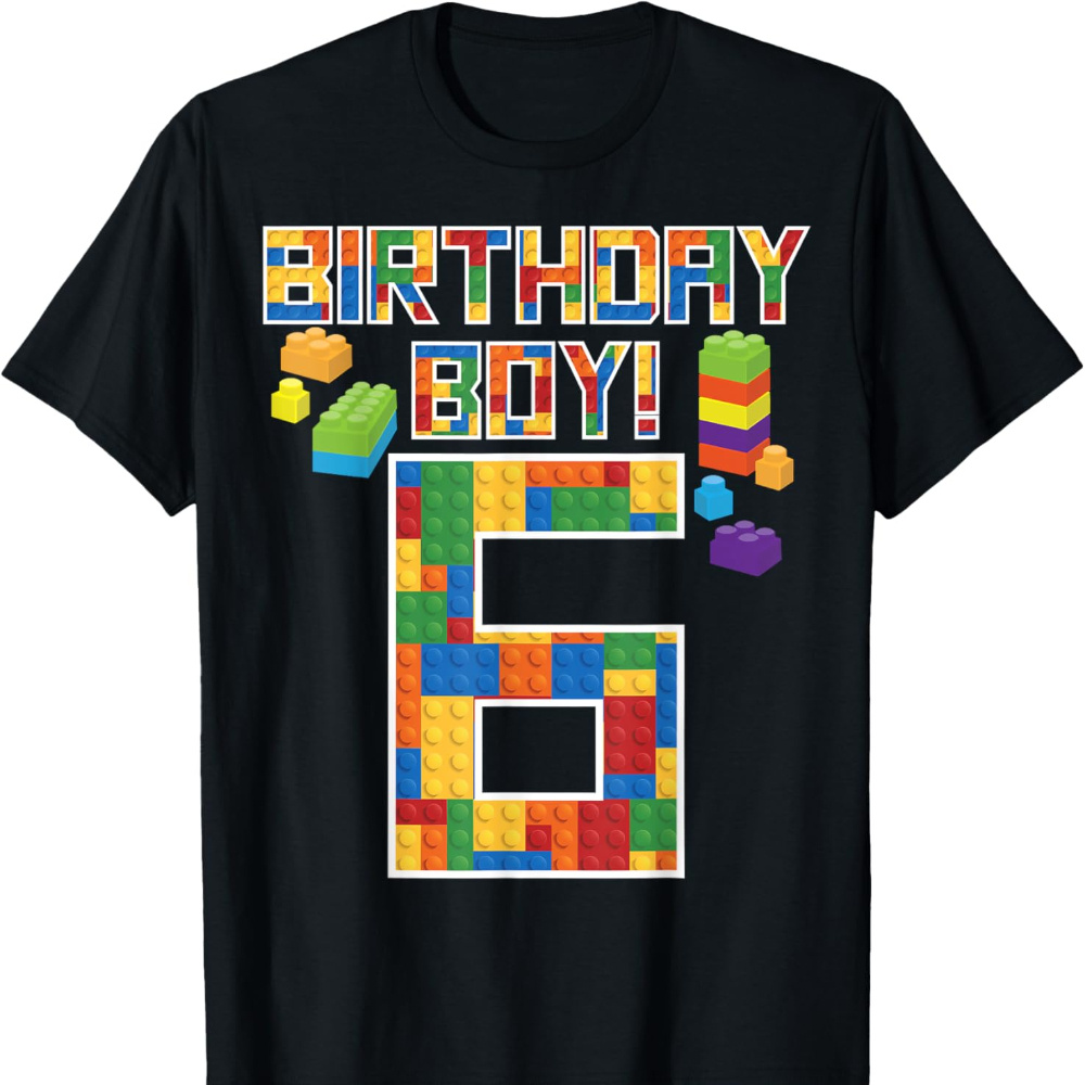 

Cute 6th Birthday Gift 6 Years Building Boys Kids T-shirt For Boys Soft Fabric, Breathable, Comfortable Short Sleeve Summer Toddler Boys Shirts Kids