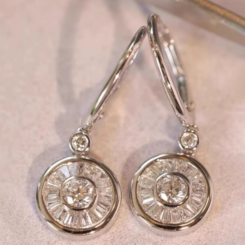TEMU Classic Inlay Synthetic Zirconia Halo Drop Earrings For Women Bridal Wedding Jewelry