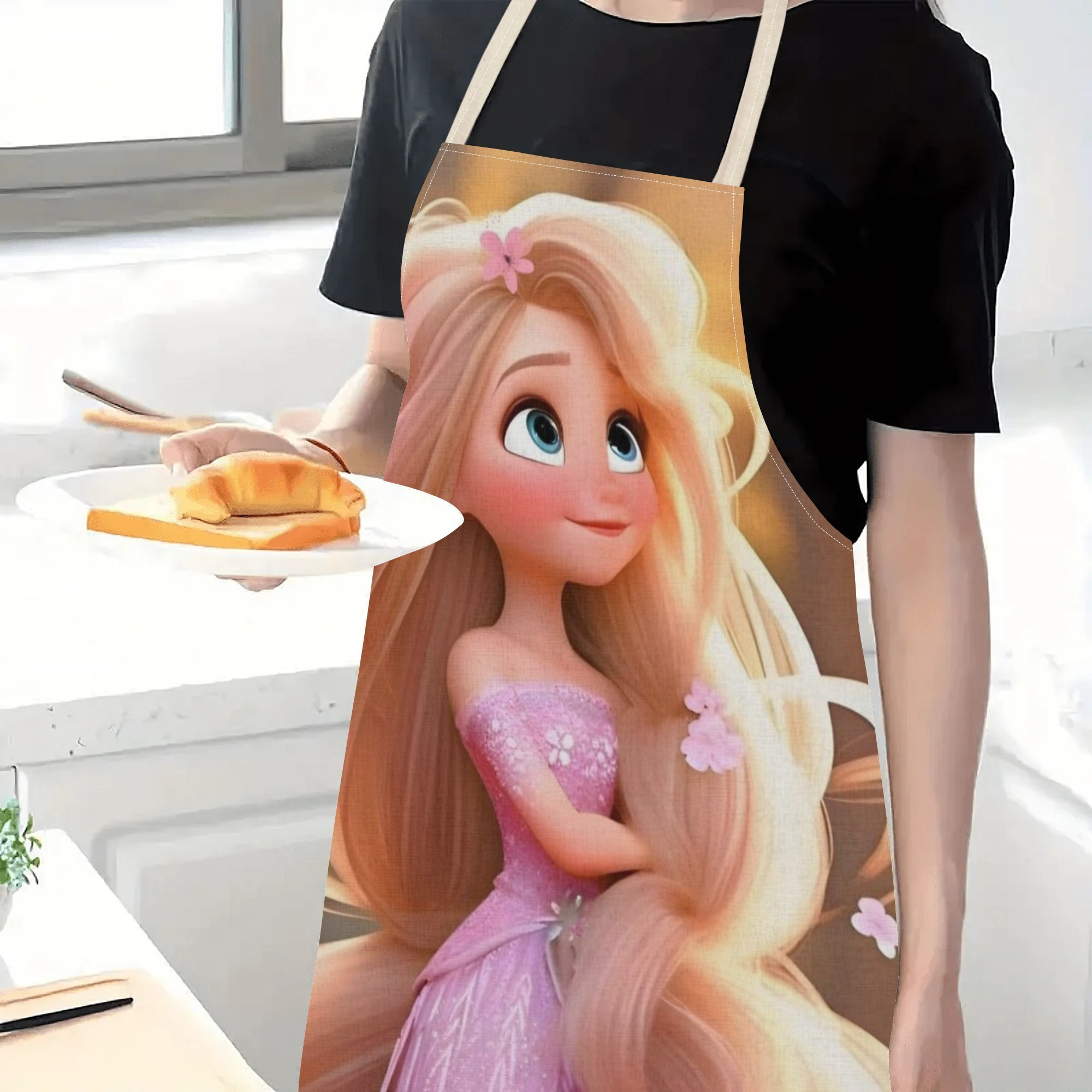 disney   a stylish waterproof apron featuring a cute cartoon design of princess  .   beautiful, fashionable, and simple, making  uitable for hotels, supermarkets, restaurants, fru hops, milk tea stalls, and   home use. details 4