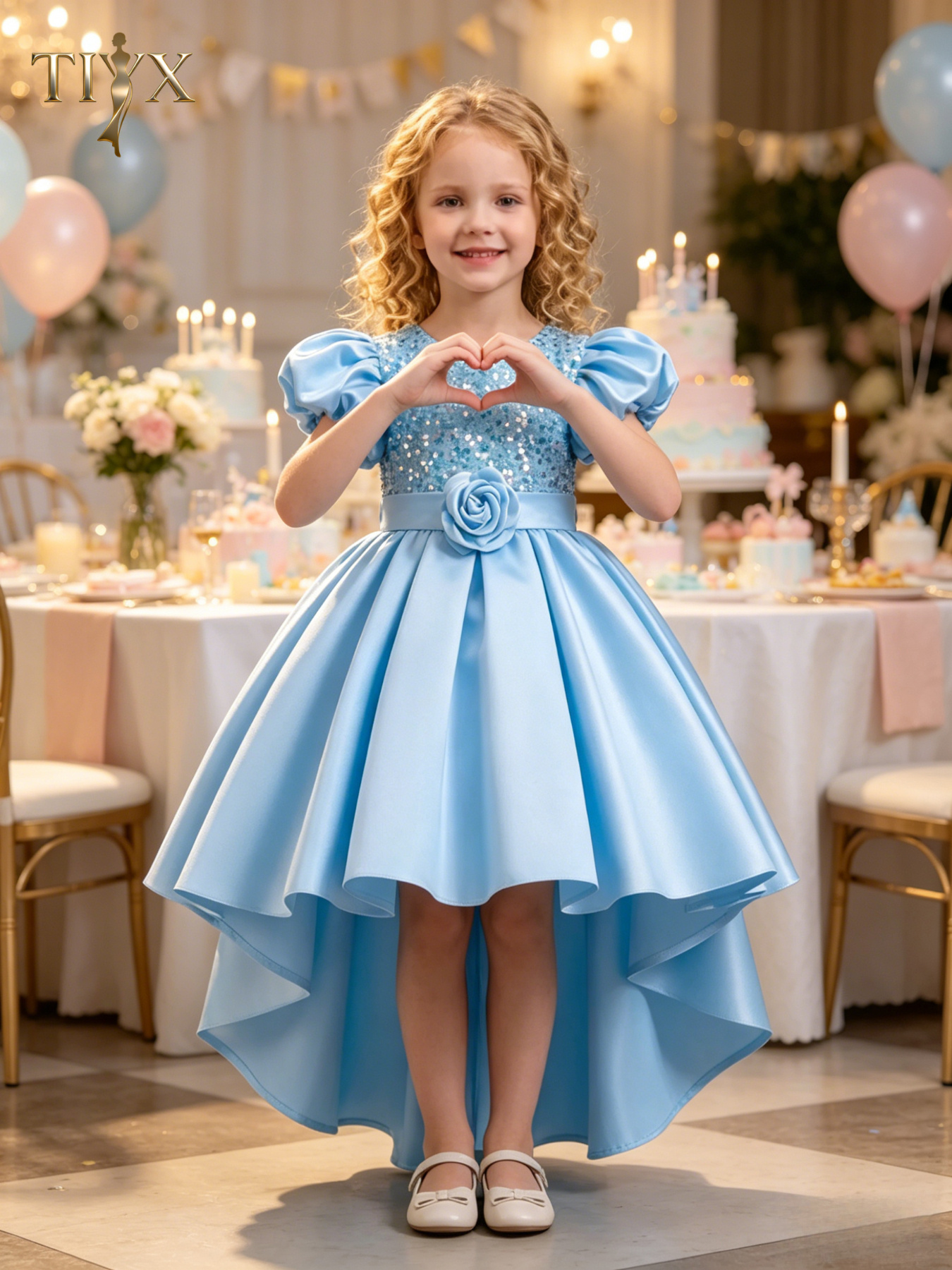 light blue childrens bridesmaid dresses Ready to Ship Size 5-6 Sleeveless Ice Blue Flower Girl Dress 21065