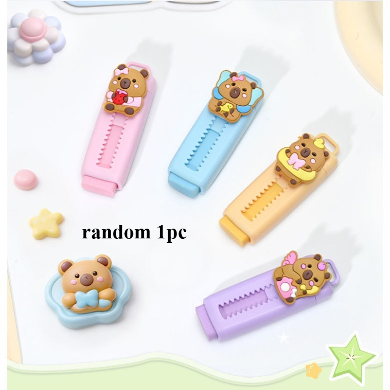 TEMU Random 1pc Capybara Eraser Gift Cute Nutria Stationery Low-scrap Clean Eraser Random 1pc
