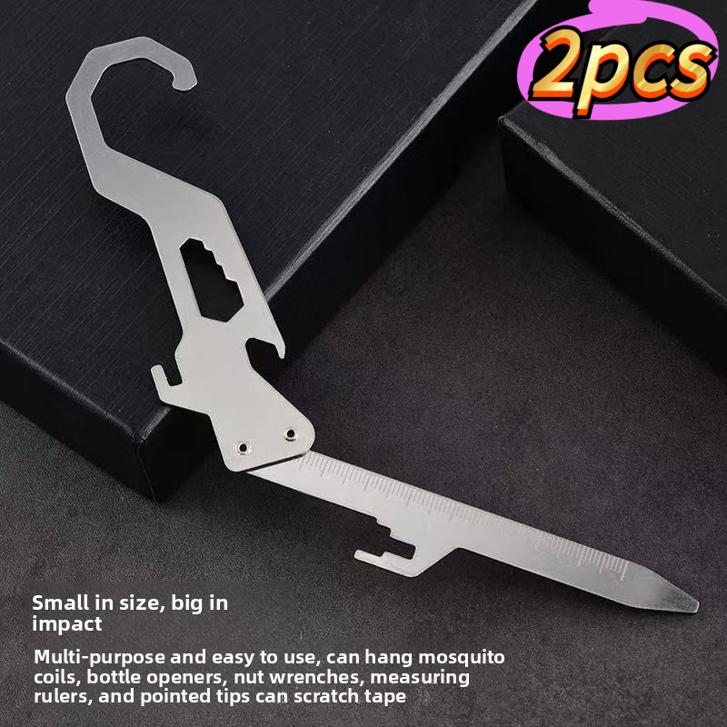 4pcs Outdoor Stainless Steel Foldable Multi-Tool Set with Mosquito Coil Clips