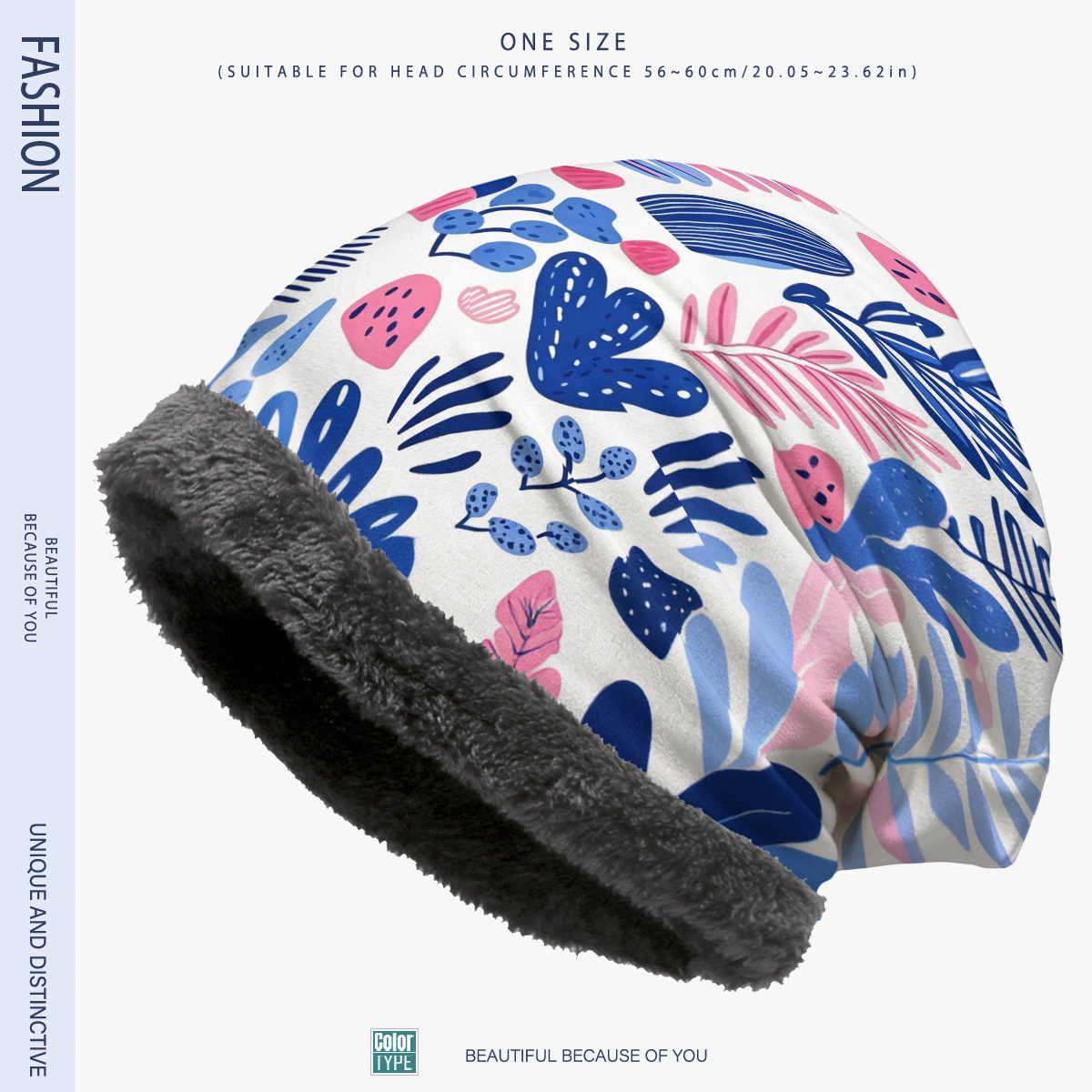 item picture winter   printing fleece   hat mens     elastic   pot hat womens art plant pattern pom pom hat   cold protection warm skull cap outdoor daily holiday gift