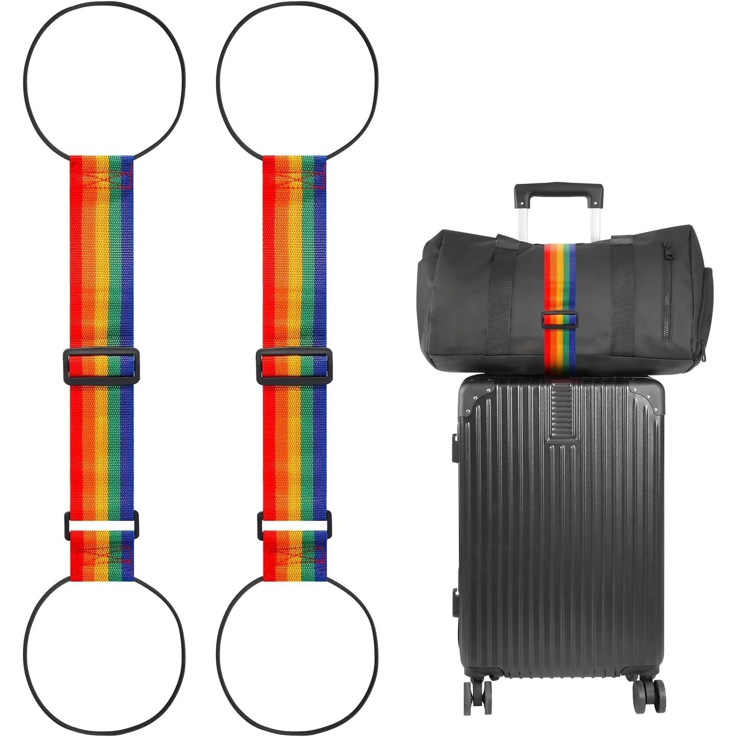 TEMU Sangles de bagage Add a Bag 2 pièces, sangle élastique extensible réglable pour deux valises, sécurise les bagages à main et de voyage