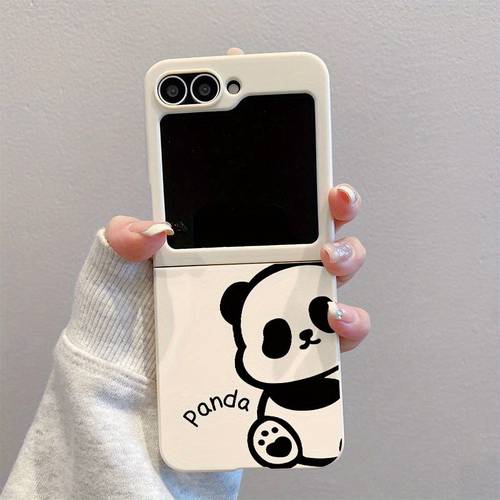 item picture phone case 5197 khaki panda rice color pattern tpu folding full wrap shockproof phone case for samsung galaxy z flip 6 for samsung galaxy z flip 5 for samsung galaxy z flip 4