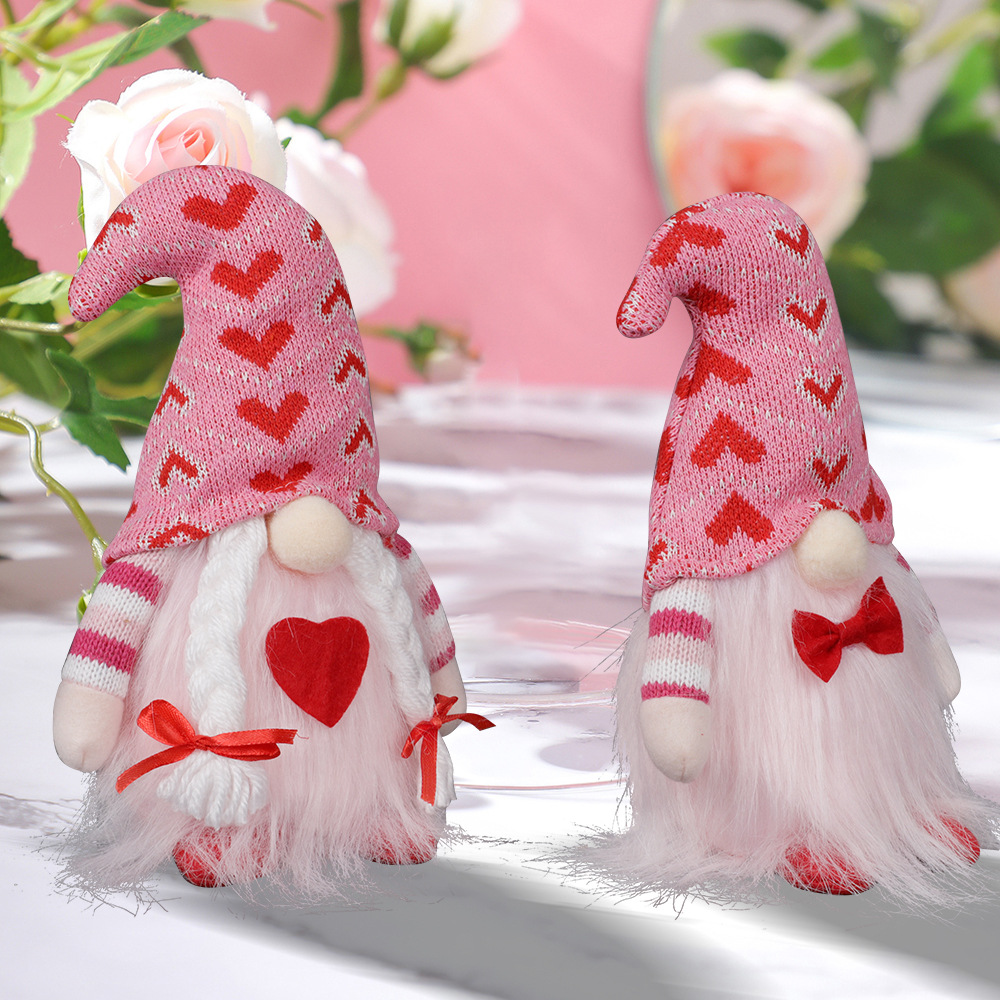 TEMU 2 Sets Of New Decorative Dolls For Valentine's Day Featuring Bow-tied Love And Dwarf Designs
