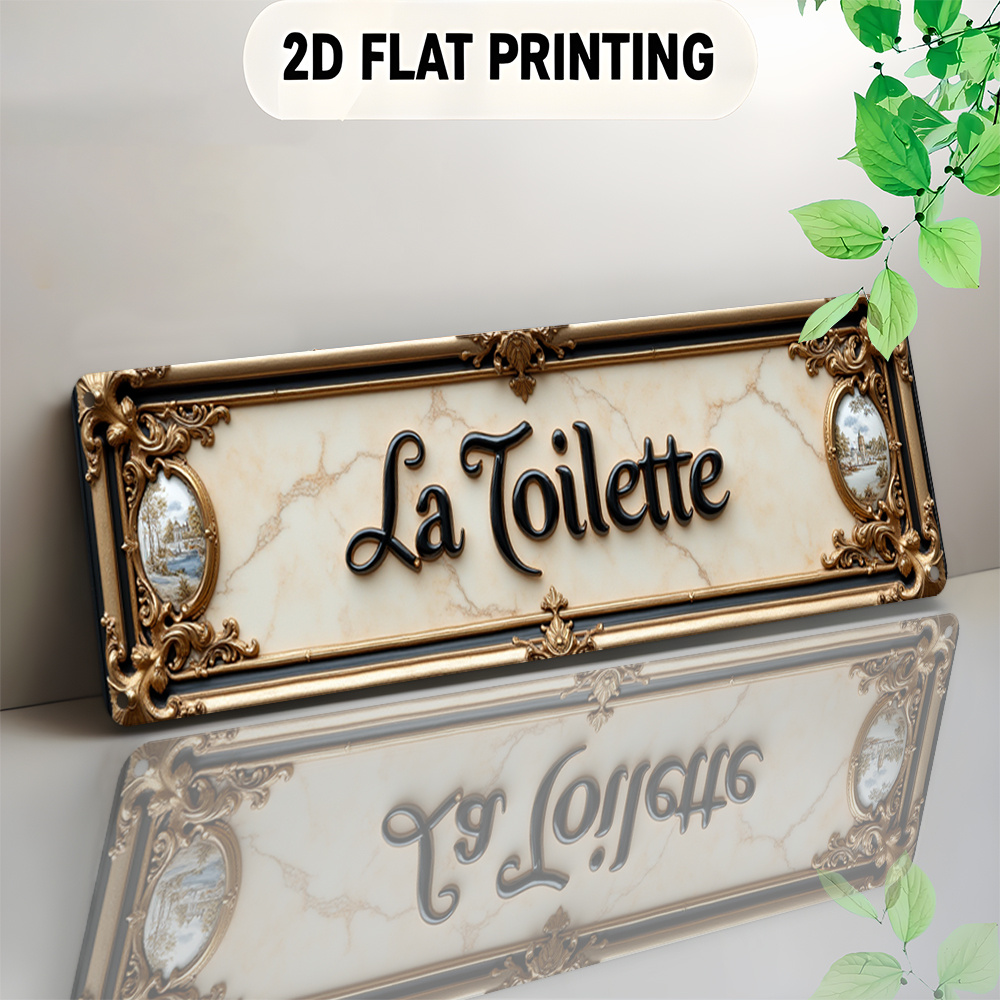 TEMU Plat 2D, Plat 2D - est un panneau plat bidimensionnel qui sert de décoration murale attrayante. Avec un texte en dorées et noires, il convient à
