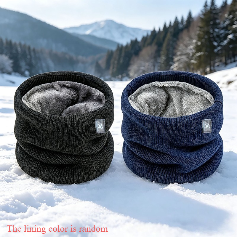 TEMU 2pcs Set Of Winter Thick Scarves - With Velvet Lining - Warmers - , Suitable For Outdoor
