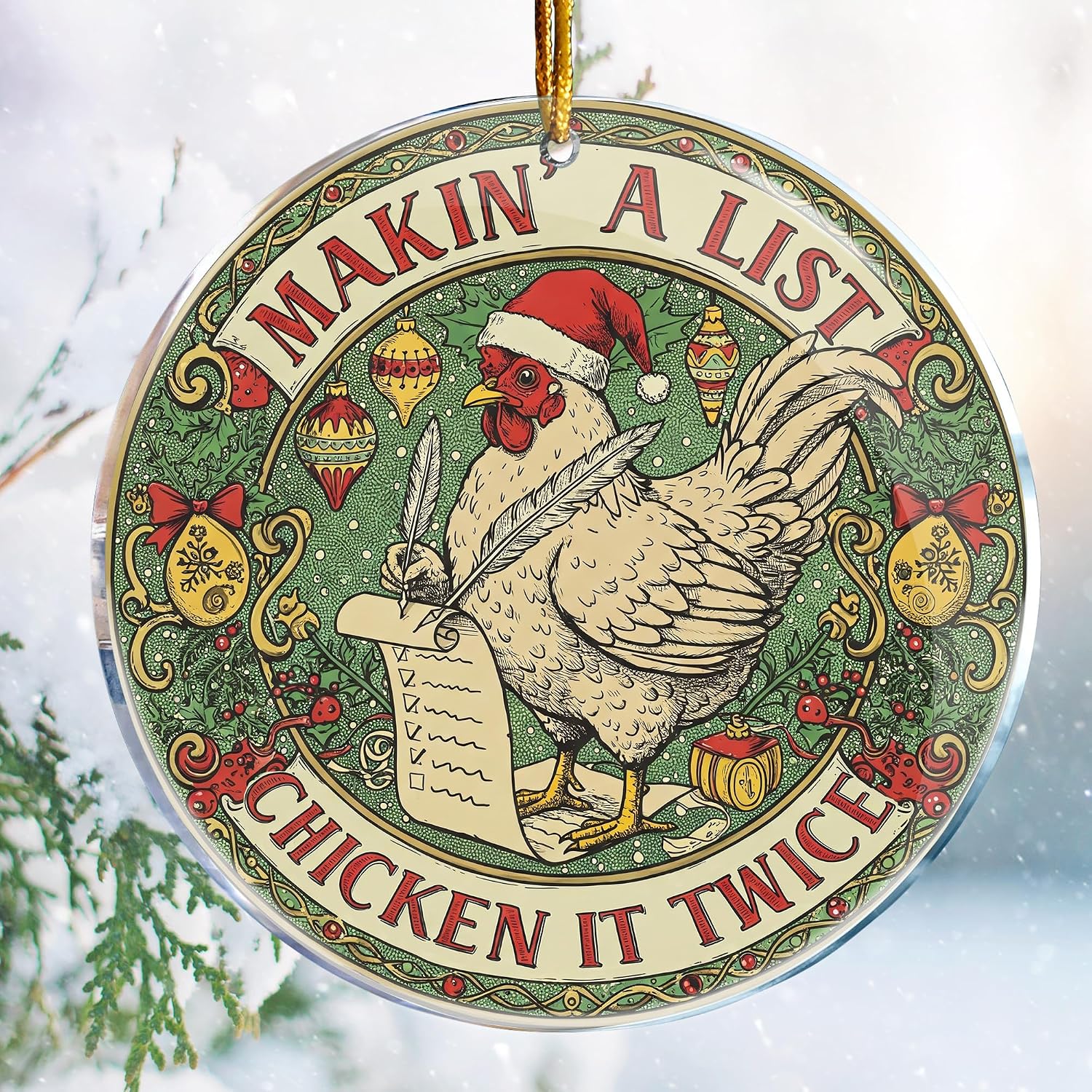 TEMU ' A List Farmhouse Chicken Decorations - Funny Poultry Ornament Suitable For Christmas, Easter, Thanksgiving, White Elephant Gifts & Stocking
