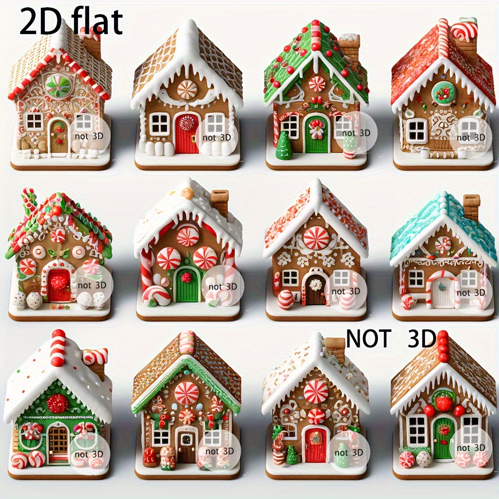 TEMU 12pcs Festive Gingerbread House Wooden Hanging Ornaments - Christmas & Decor, Artificial Wood, No Electricity Needed, Easy To Hang, Gingerbread