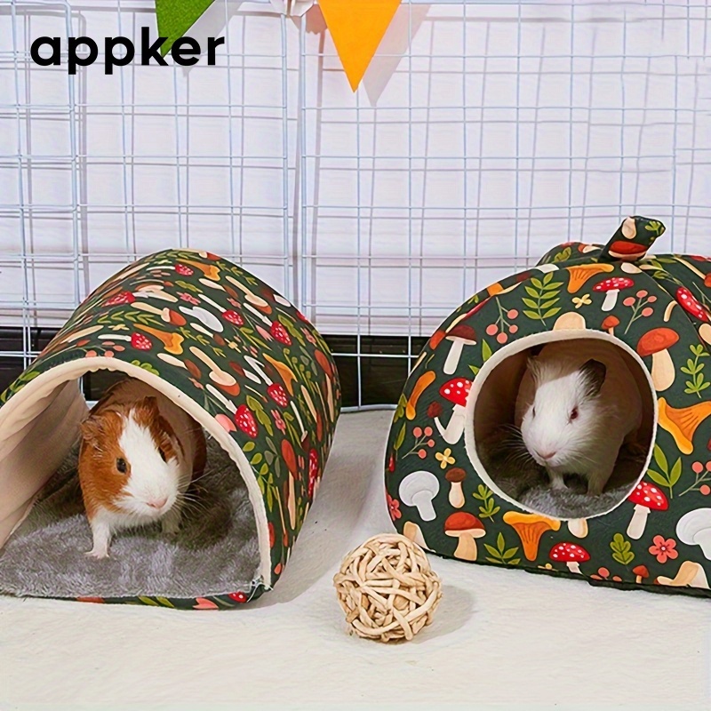 3pcs Mushroom Style Guinea Hideout and Tunnel Set for Small Pets