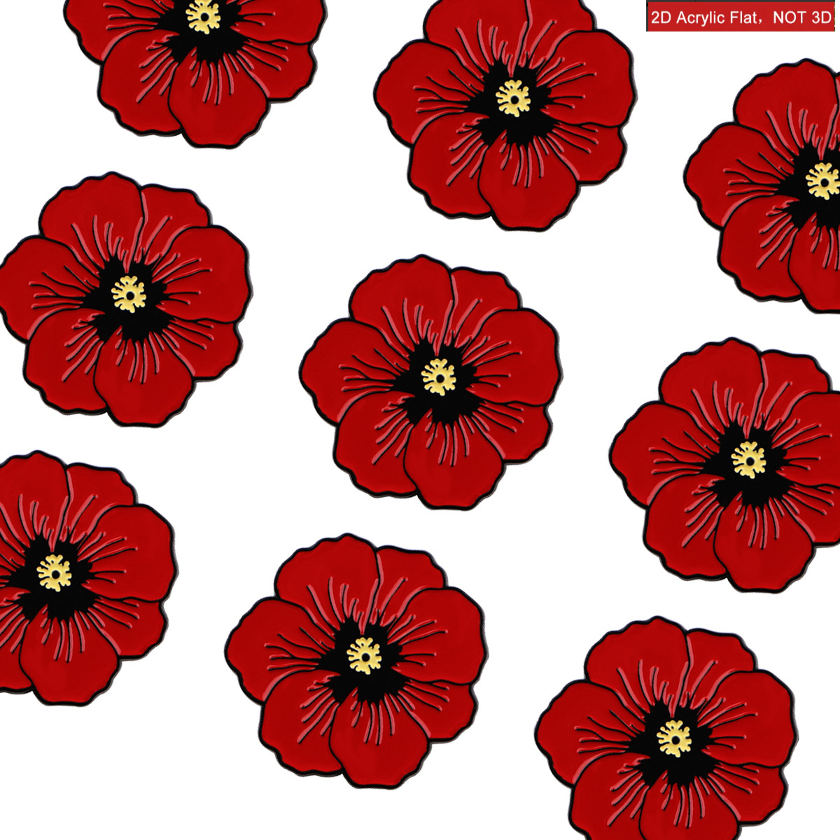 TEMU 9pcs/set Acrylic Cute Red Daisy Brooches, Suitable For Clothes, Daily Occasions, Decorative Jewelry Gifts,christmas Gift
