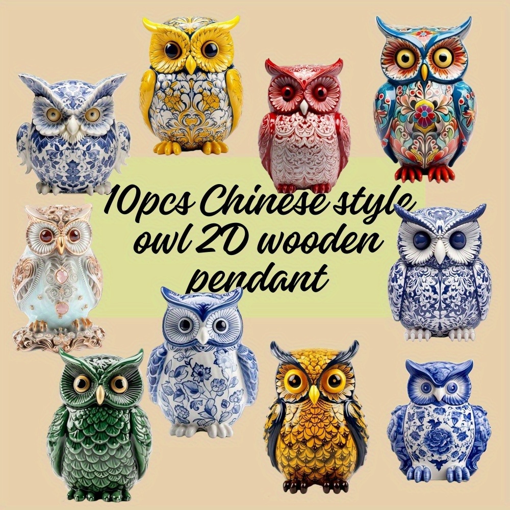 

10pcs Chinese Wooden Pendants, Decorative 2d Wood , For Classroom Decor, Home, Study, Yard - Ideal For Christmas, New Year, Valentine's Day Gifts