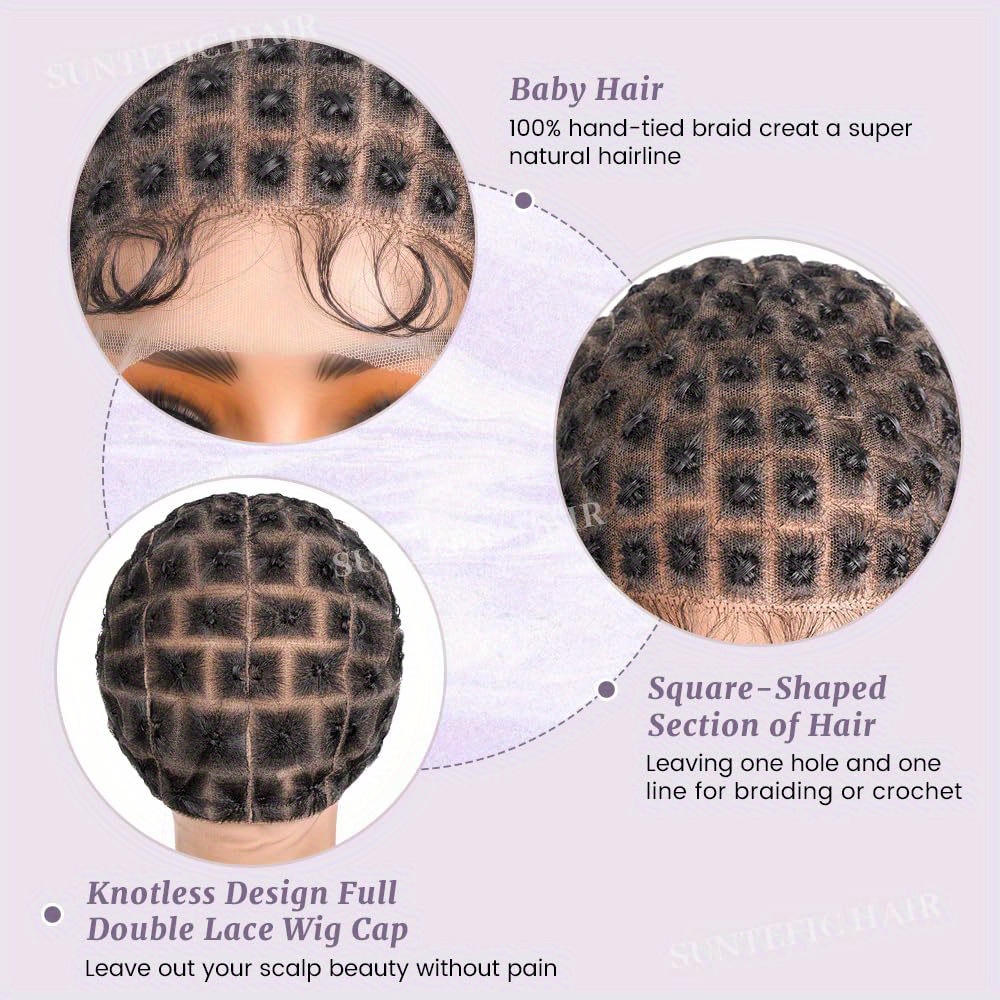 Braided Wig Cap Crochet Cap Full Lace HD Baby Hair Glueless Black Women Amazon.com: Suntefic Braided Wig Cap With Baby Hair Crochet  main image 2