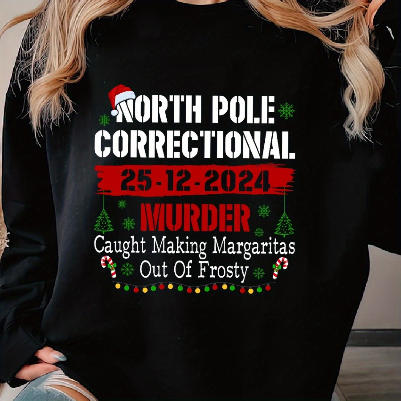 

Correctional Murder Making Woman's Cozy Pullover Sweater, Casual Long Sleeve Crew Neck Sweater For Sports