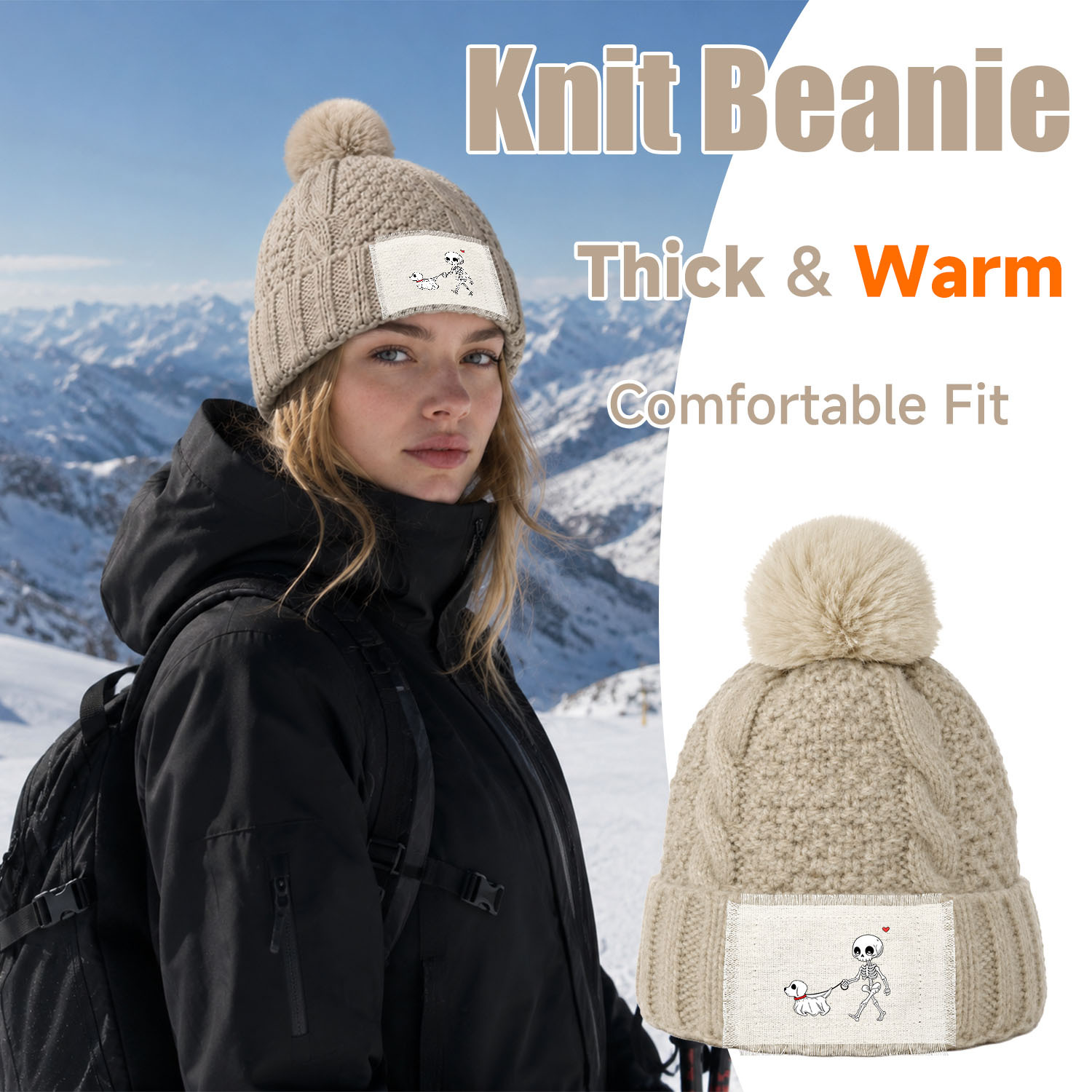 men women skull print knit beanie hat thickened loose fit   winter suitable for autumn outdoor commuting for homecoming christmas lightweight warm pullover for daily use hand washable no neck coverage