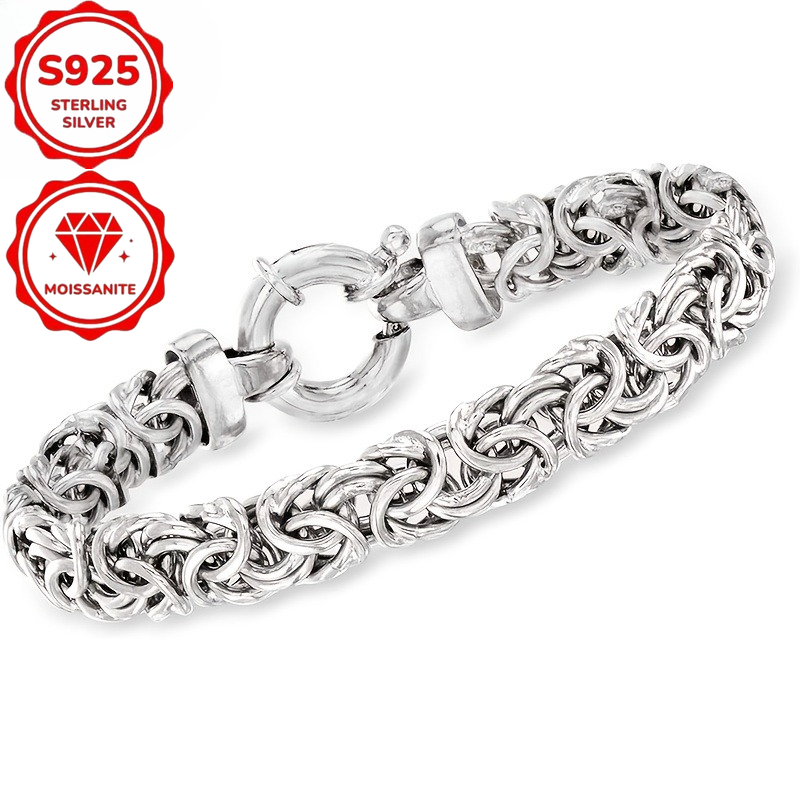 TEMU Bracelet en argent sterling 925 de 7 mm avec corde épaisse, cadeau d'anniversaire, anniversaire, cérémonie de remise de diplôme, Saint-Valentin,
