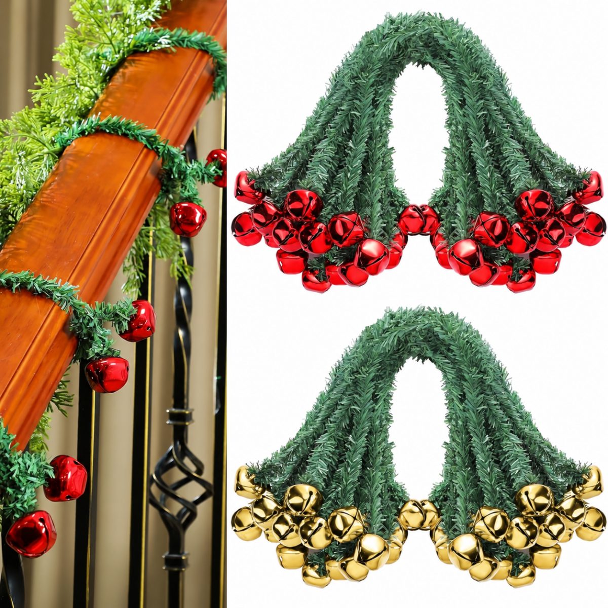TEMU Lot de 20 attaches réutilisables en plastique pour guirlande de Noël avec clochettes - Décorations à clochettes torsadables adaptées pour rampe,