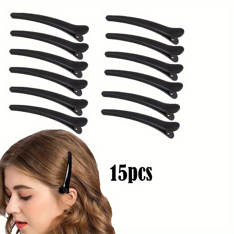 13/15pcsc Black Duckbill Clip Set Easy Retro Side Clip Salon Style Hairpin Hair Additions