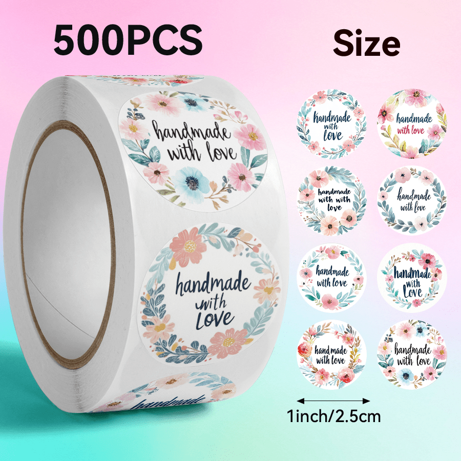 500pcs Wreath Love, Handmade Stickers, "", Handmade Sticker