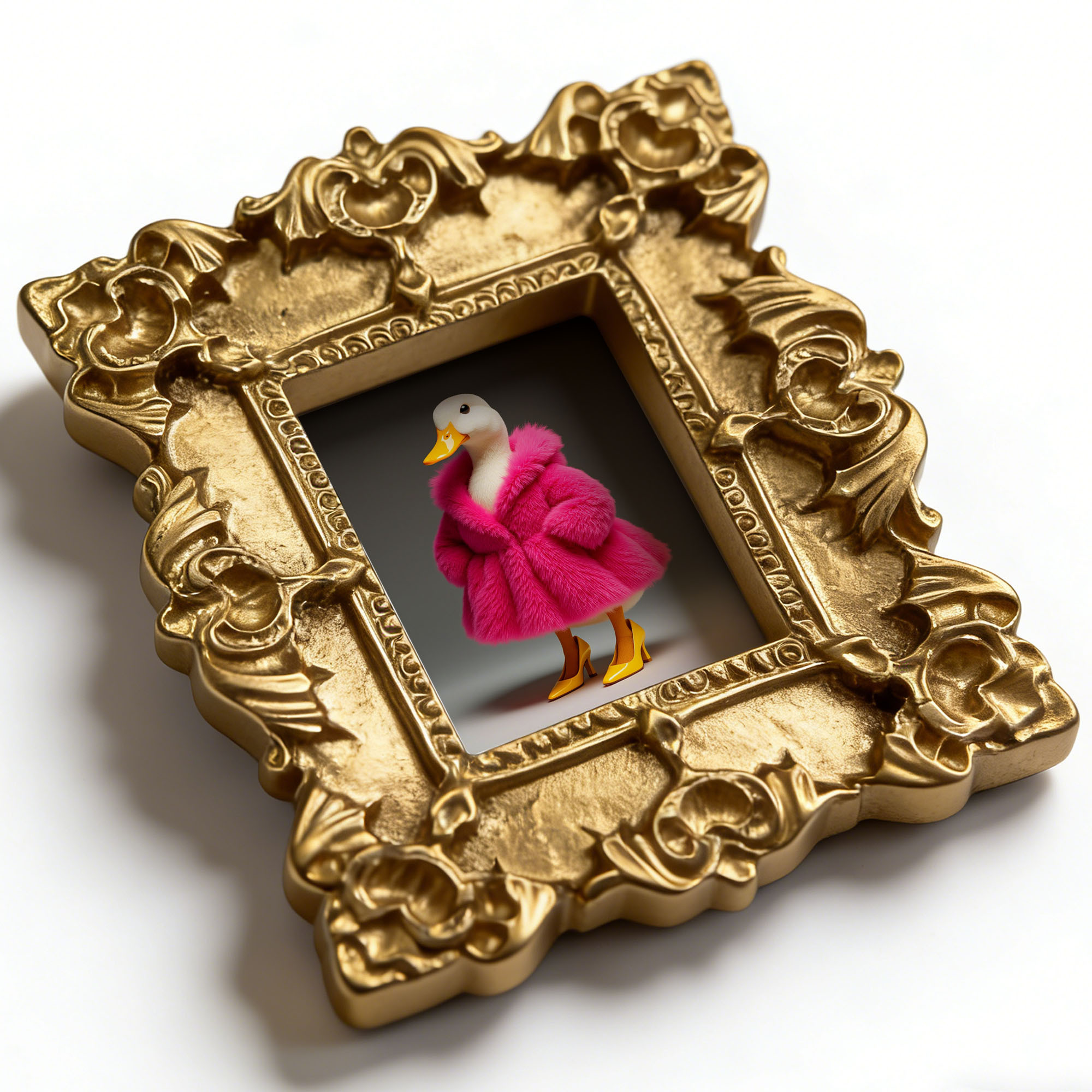 E-shop Magnetische Ente mit rosa Pelzmantel & gelben High Heels – Kühlschrankmagnete aus Kunststoff, geeignet für Heim- Küchendekor, Ostergeschenke,