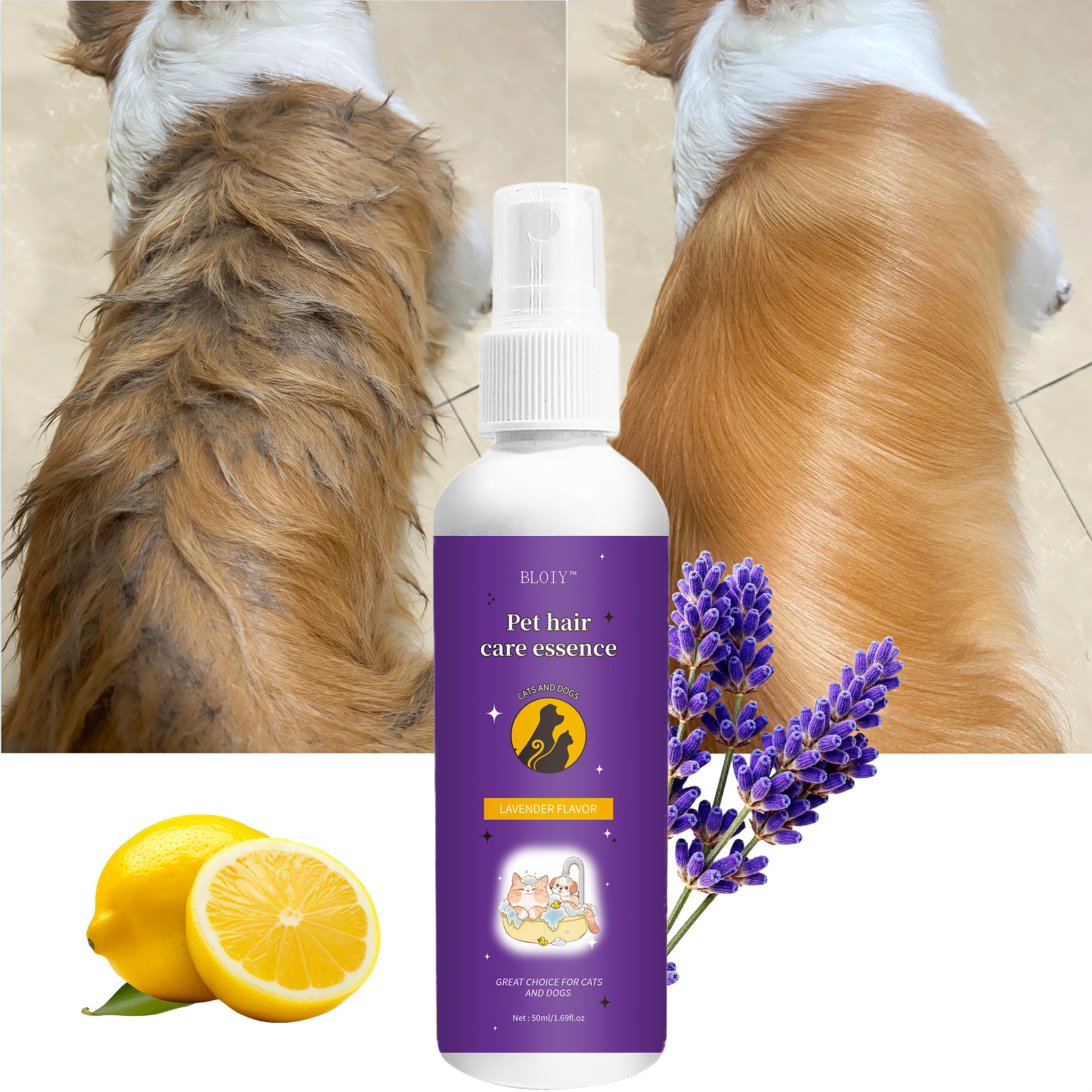 Image of 50ml Detangling Spray Suitable For Long-haired Pets - Hair Smoothing Spray, No-rinse Conditioner For Daily Use, Knots & , Suitable For Cats And Dogs, Hair Care For Grooming And Travel Maintenance