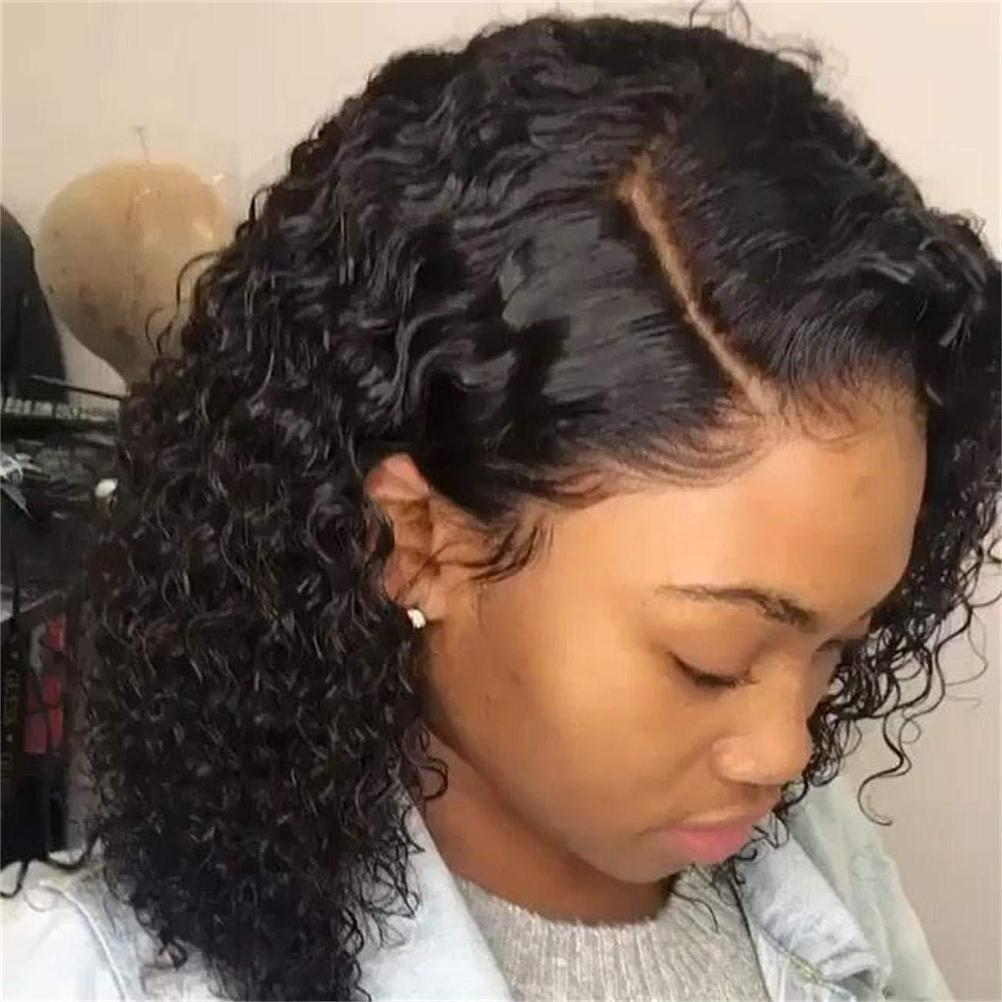 TEMU 1pc Brazilian Curly Bob Wig For Women, 150% Density Wavy Hair, Glueless , Machine Made Soft Breathable Wigs With Natural