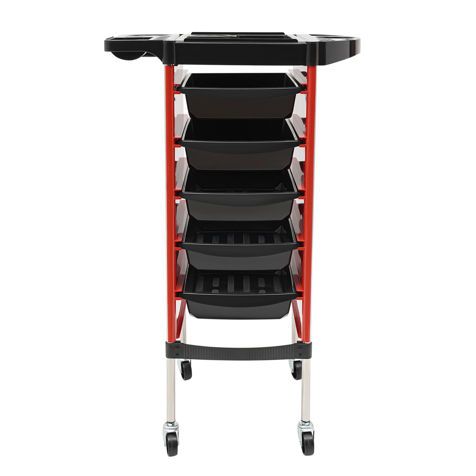 Red Multi-functional Salon Trolley With 6-drawer Storage Layers, Rolling Hairdressing Tool Shelf Equipped With Smooth Wheels, Mobile Utility Cart For Hair Stylist Barber Spa Supplies Organizer