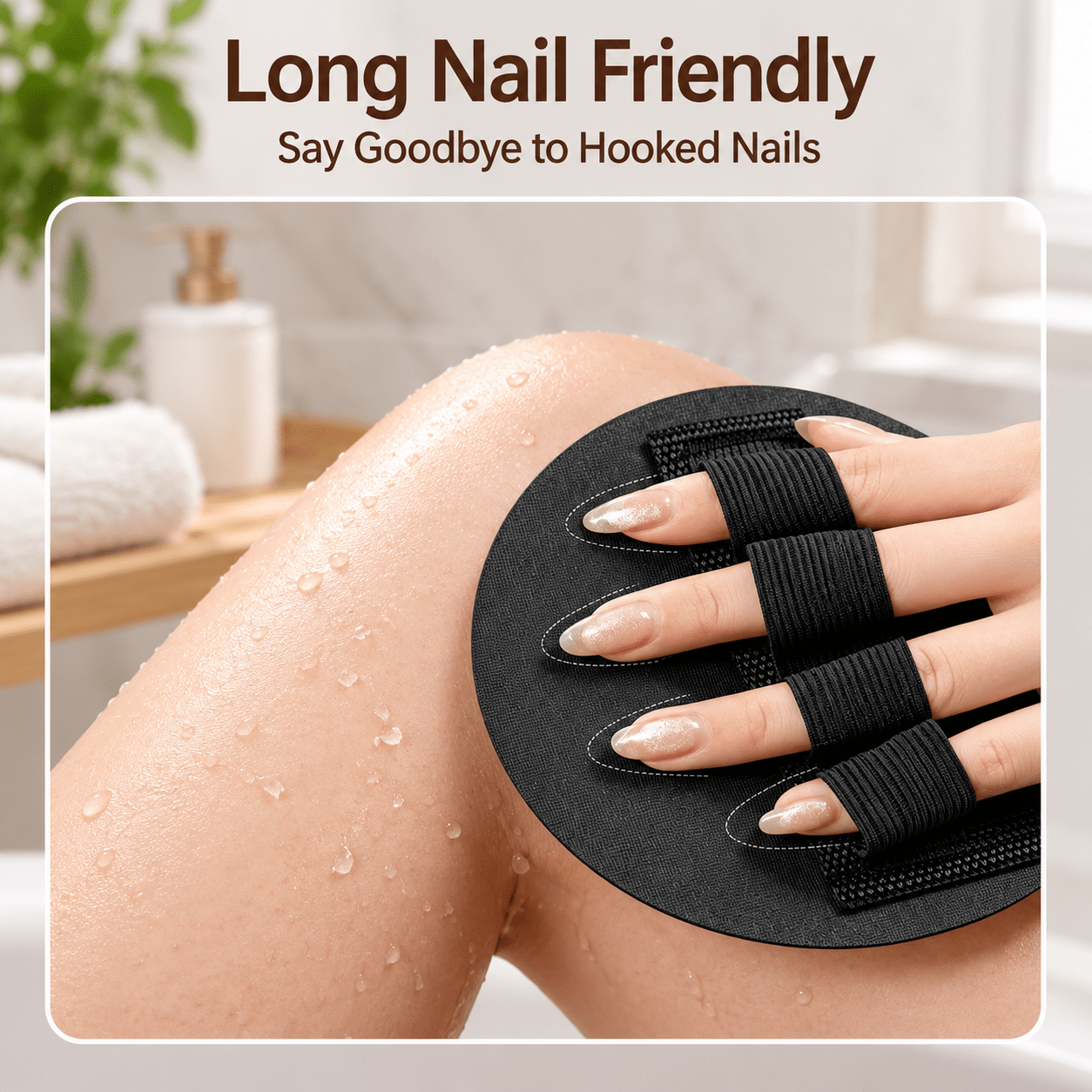 3pcs Black Loofah Bath Scrubber Set with Hook