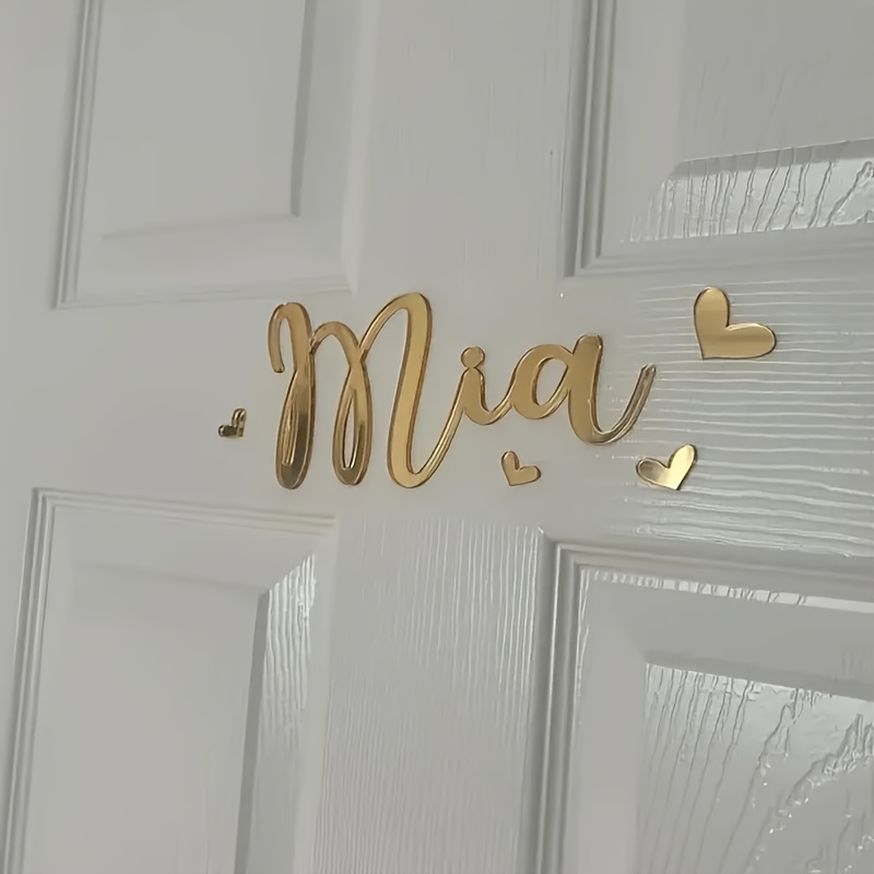 TEMU Personalized Laser-cut Acrylic Nameplate Wall Decor - Custom ' Room Sign With Name/text, 12 Styles, Star & Heart Door Hanging Decoration, Diy