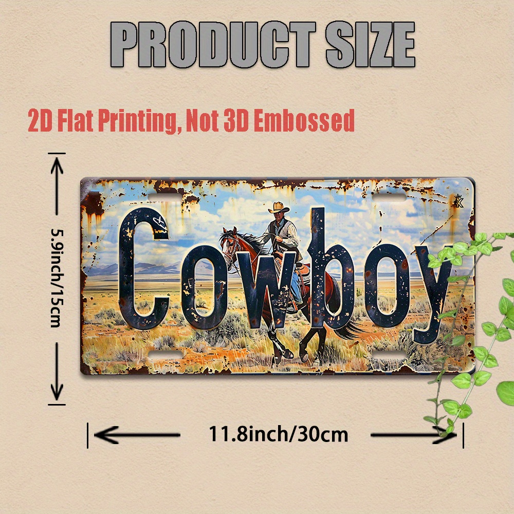 TEMU 2d Flat, 1pc Vintage Western Cowboy Wall Decor - Wood Panel Suitable For Farmhouse, Ranch, Cafe - Wood Suitable For Pastimes, Ranch Style
